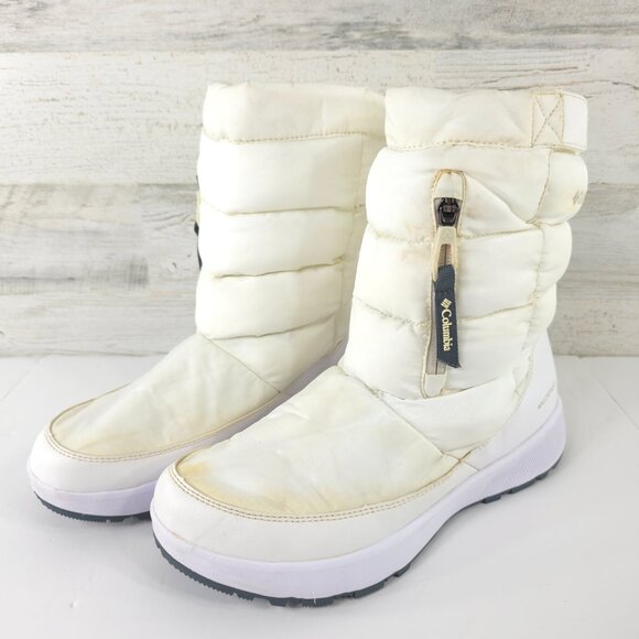 COLUMBIA WOMEN'S SIZE 9 WHITE WATERPROOF BOOTS OMNI-HEAT 200G INSULATION *AS-IS* - Picture 1 of 16